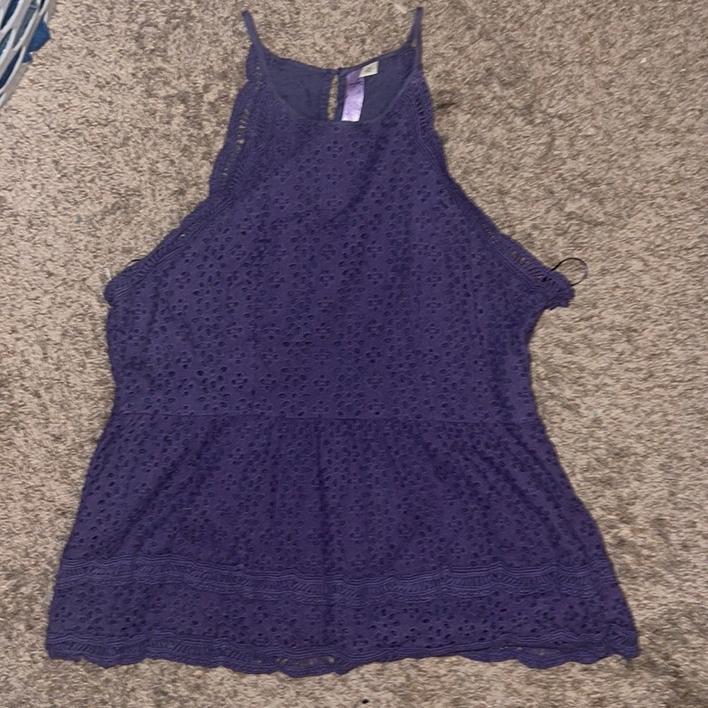 Purple lace embroider shirt halter